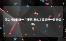 怎么才能做好一件事情(怎么才能做好一件事情呢)