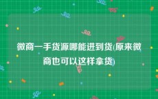 微商一手货源哪能进到货(原来微商也可以这样拿货)