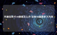 开通花呗才100额度怎么办 花呗100额度多久升级