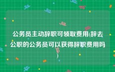 公务员主动辞职可领取费用(辞去公职的公务员可以获得辞职费用吗)