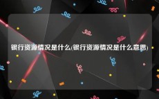 银行资源情况是什么(银行资源情况是什么意思)