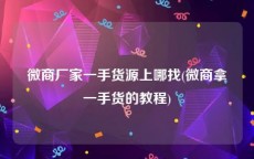 微商厂家一手货源上哪找(微商拿一手货的教程)