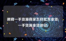 微商一手货源商家怎样批发拿货(一手货源拿货途径)