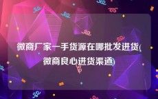 微商厂家一手货源在哪批发进货(微商良心进货渠道)