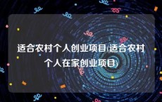 适合农村个人创业项目(适合农村个人在家创业项目)