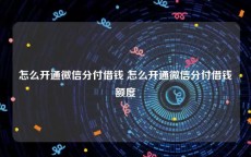 怎么开通微信分付借钱 怎么开通微信分付借钱额度