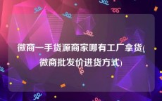 微商一手货源商家哪有工厂拿货(微商批发价进货方式)