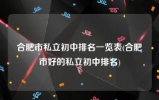合肥市私立初中排名一览表(合肥市好的私立初中排名)
