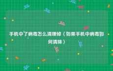 手机中了病毒怎么清理悼〈如果手机中病毒如何清除〉