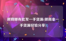 微商哪有批发一手货源(微商拿一手货源经验分享)