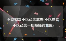 不以物喜不以己悲意思(不以物喜不以己悲一切随缘的意思)