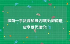 微商一手货源加盟去哪找(微商进货享受代理价)