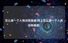 怎么查一个人有没有案底(网上怎么查一个人有没有案底)