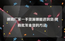微商厂家一手货源哪能进到货(微商批发拿货的方法)