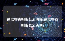 微信零钱明细怎么清除(微信零钱明细怎么关闭)
