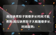 高压锅煮粽子需要多长时间才能煮熟(高压锅煮粽子大概需要多长时间能熟)
