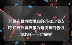 外贸衣服为啥便宜的折扣进化技巧,广安外贸衣服为啥便宜的告诉你怎样一手价提货