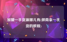 加盟一手货源哪儿有(微商拿一手货的教程)