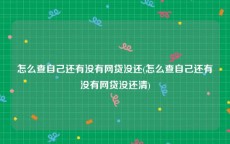 怎么查自己还有没有网贷没还(怎么查自己还有没有网贷没还清)