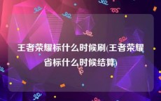 王者荣耀标什么时候刷(王者荣耀省标什么时候结算)