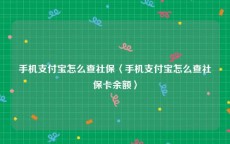 手机支付宝怎么查社保〈手机支付宝怎么查社保卡余额〉