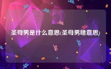 圣母男是什么意思(圣母男啥意思)
