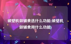 破壁机做辅食选什么功能(破壁机做辅食用什么功能)