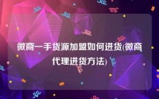 微商一手货源加盟如何进货(微商代理进货方法)