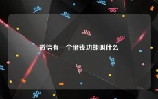 微信有一个借钱功能叫什么