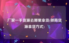 厂家一手货源去哪里拿货(微商货源拿货方式)