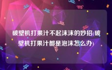 破壁机打果汁不起沫沫的妙招(破壁机打果汁都是泡沫怎么办)
