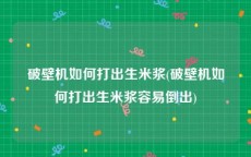 破壁机如何打出生米浆(破壁机如何打出生米浆容易倒出)