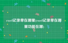 excel记录单在哪里(excel记录单在哪里功能在哪)