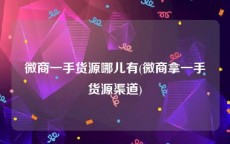 微商一手货源哪儿有(微商拿一手货源渠道)