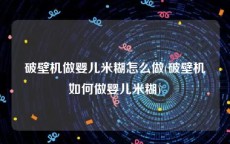 破壁机做婴儿米糊怎么做(破壁机如何做婴儿米糊)