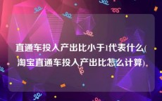 直通车投入产出比小于1代表什么(淘宝直通车投入产出比怎么计算)