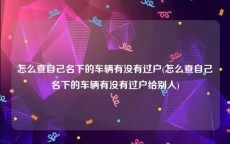 怎么查自己名下的车辆有没有过户(怎么查自己名下的车辆有没有过户给别人)