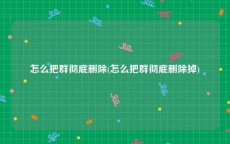 怎么把群彻底删除(怎么把群彻底删除掉)