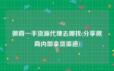 微商一手货源代理去哪找(分享微商内部拿货渠道)