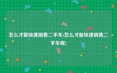 怎么才能快速销售二手车(怎么才能快速销售二手车呢)
