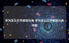 华为怎么打开微信分身 华为怎么打开微信分身功能