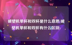 破壁机单杯和双杯是什么意思(破壁机单杯和双杯有什么区别)