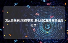 怎么彻底删除群聊信息(怎么彻底删除群聊信息记录)
