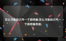怎么才能自己开一个游戏服(怎么才能自己开一个游戏服务器)