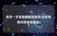 批发一手货源哪能进到货(分享微商内部拿货渠道)