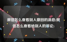 微信怎么查看别人撤回的消息(微信怎么查看给别人的评论)