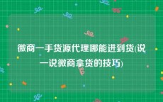 微商一手货源代理哪能进到货(说一说微商拿货的技巧)