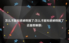 怎么才能知道被群踢了(怎么才能知道被群踢了还是群解散)