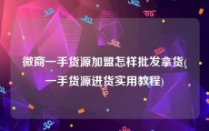 微商一手货源加盟怎样批发拿货(一手货源进货实用教程)