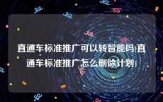 直通车标准推广可以转智能吗(直通车标准推广怎么删除计划)